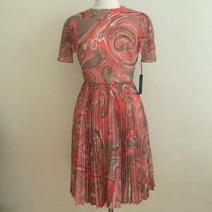 Mulberry Yvonne Marble Chiffon Pleated Dress Size 6